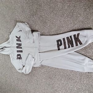Pink zippered hoodie w/sweatpants